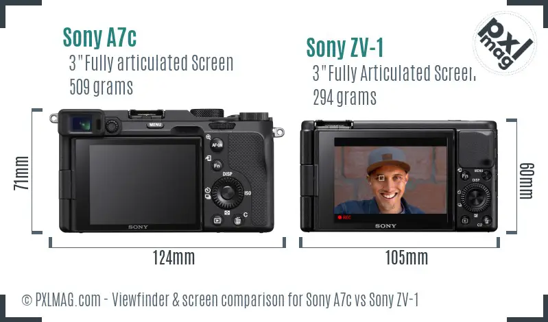 Sony A7c vs Sony ZV-1 Screen and Viewfinder comparison