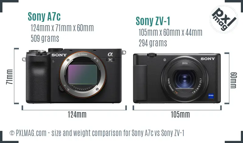 Sony A7c vs Sony ZV-1 size comparison