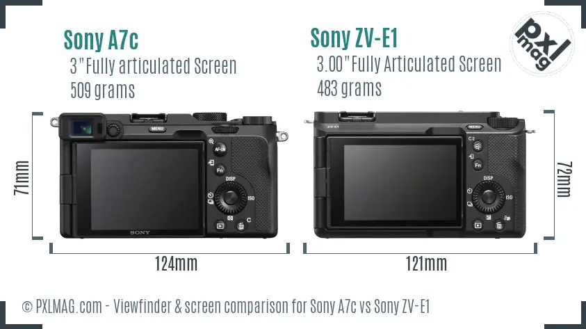Sony A7c vs Sony ZV-E1 Screen and Viewfinder comparison