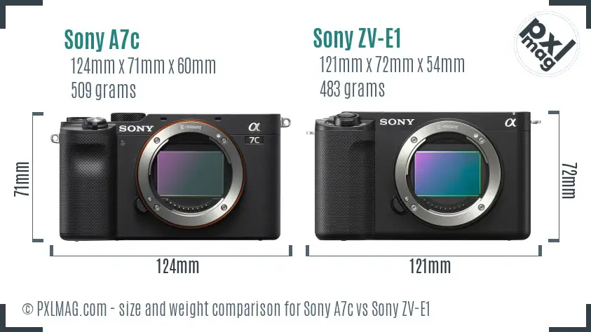 Sony A7c vs Sony ZV-E1 size comparison