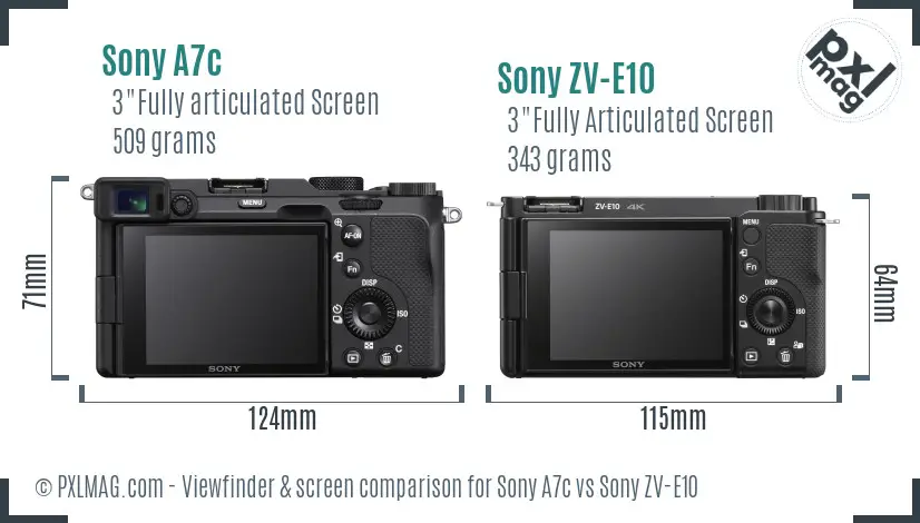 Sony A7c vs Sony ZV-E10 Screen and Viewfinder comparison