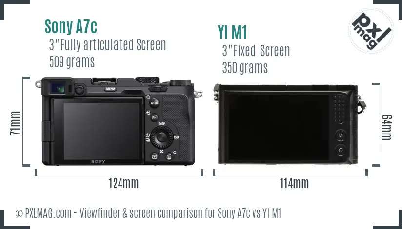 Sony A7c vs YI M1 Screen and Viewfinder comparison