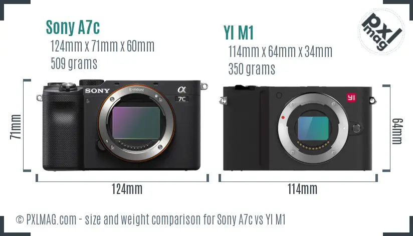 Sony A7c vs YI M1 size comparison