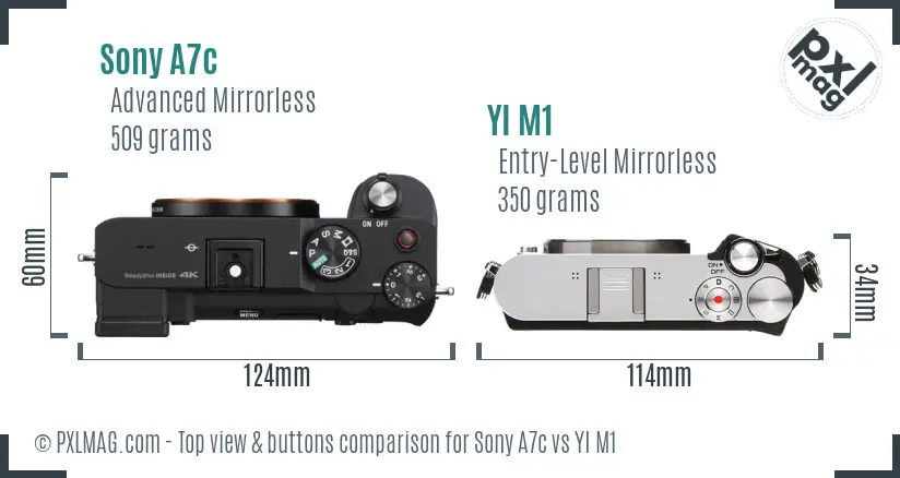 Sony A7c vs YI M1 top view buttons comparison