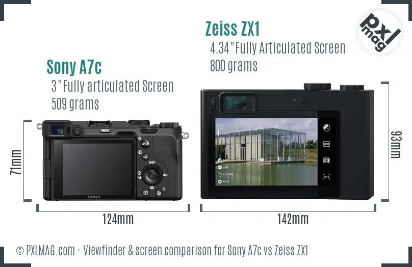 Sony A7c vs Zeiss ZX1 Screen and Viewfinder comparison