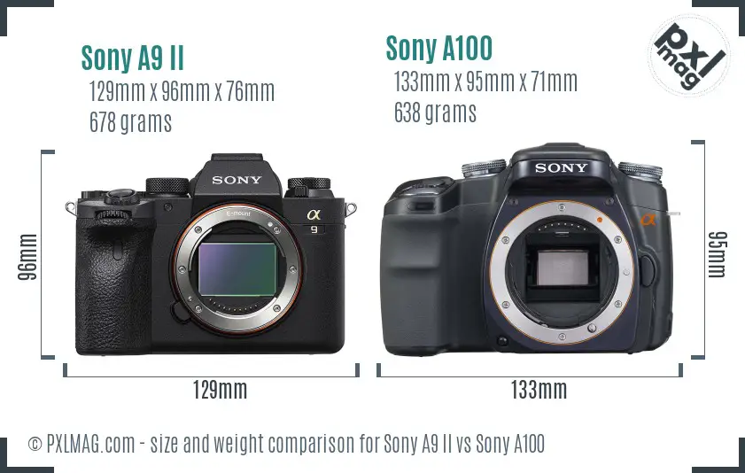 Sony A9 II vs Sony A100 size comparison