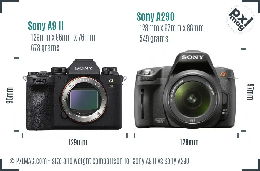 Sony A9 II vs Sony A290 size comparison