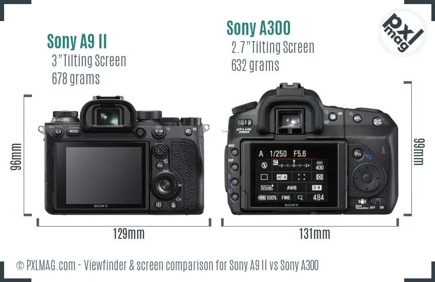 Sony A9 II vs Sony A300 Screen and Viewfinder comparison