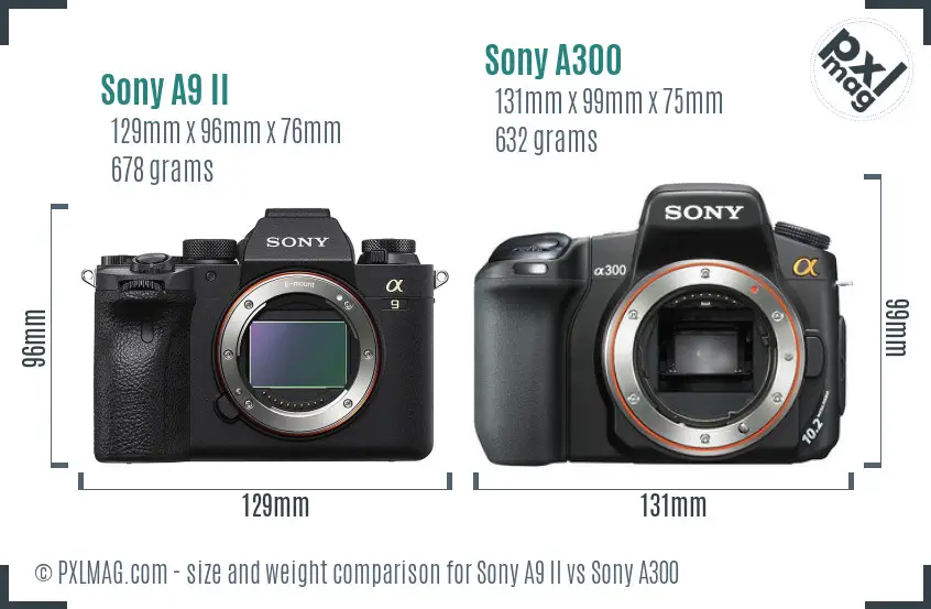 Sony A9 II vs Sony A300 size comparison