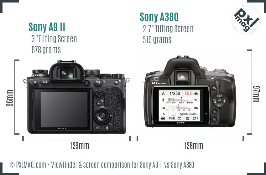 Sony A9 II vs Sony A380 Screen and Viewfinder comparison