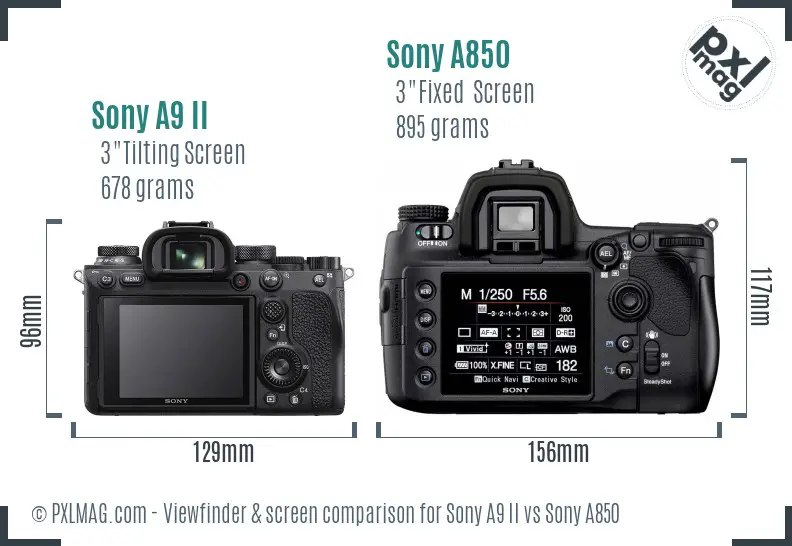 Sony A9 II vs Sony A850 Screen and Viewfinder comparison
