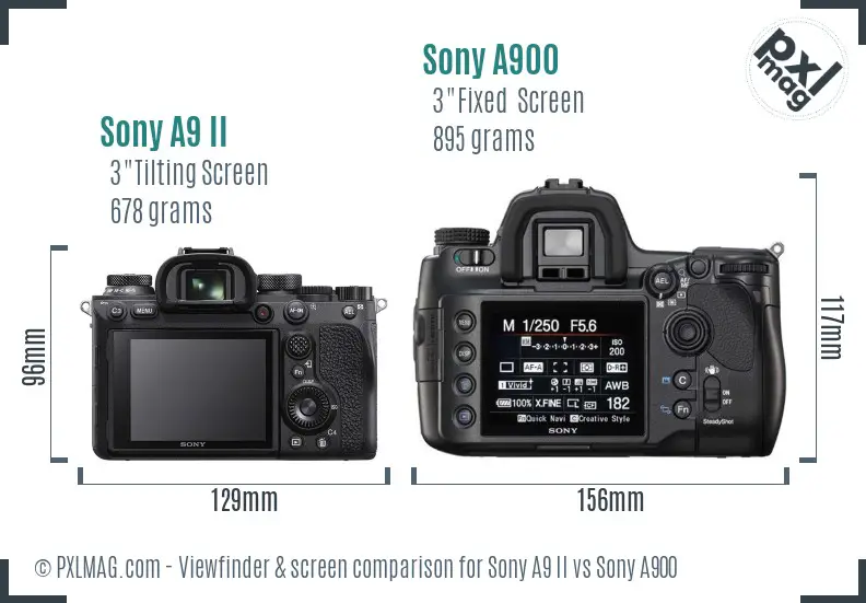 Sony A9 II vs Sony A900 Screen and Viewfinder comparison