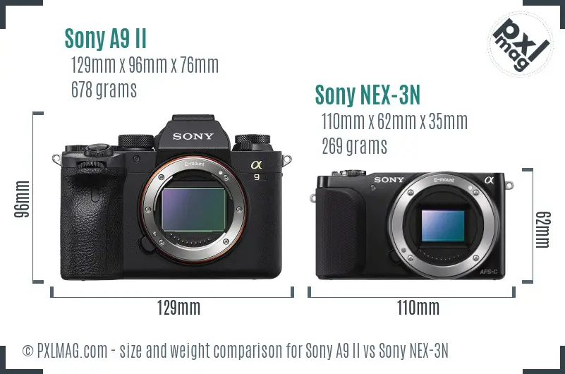 Sony A9 II vs Sony NEX-3N size comparison