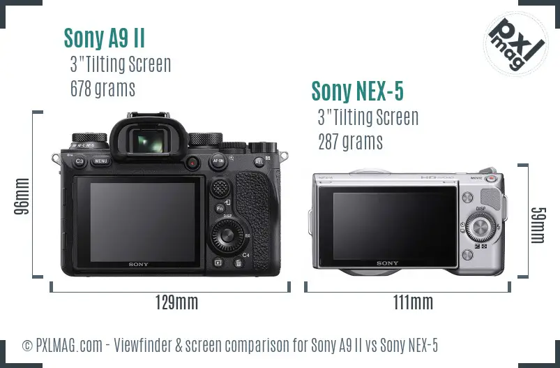 Sony A9 II vs Sony NEX-5 Screen and Viewfinder comparison