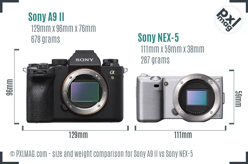 Sony A9 II vs Sony NEX-5 size comparison