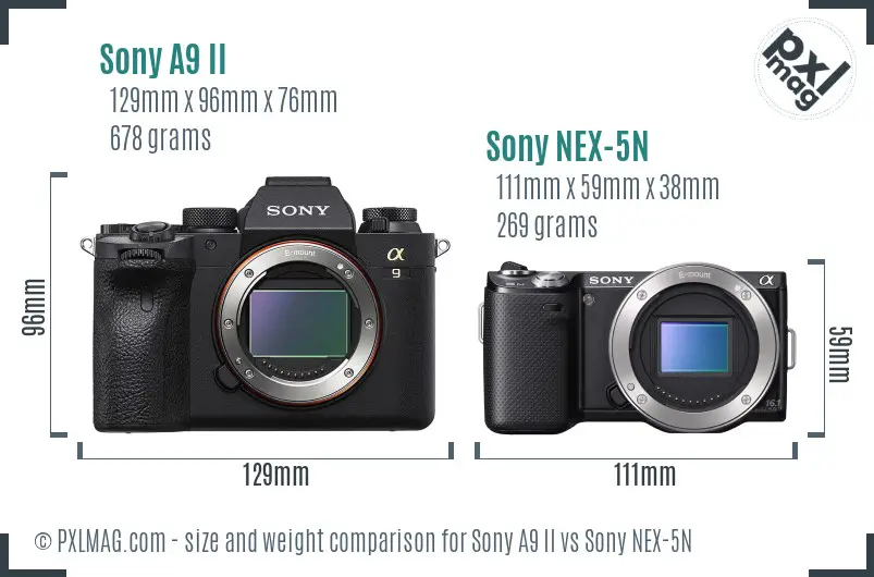 Sony A9 II vs Sony NEX-5N size comparison