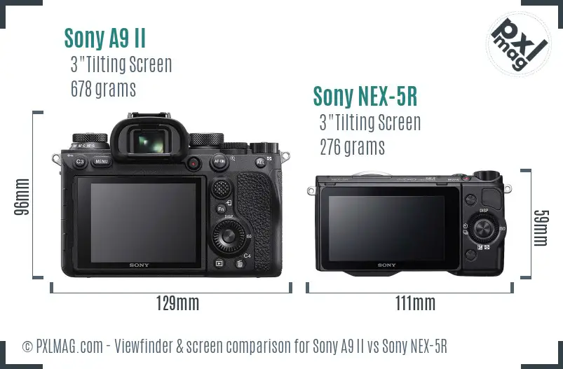 Sony A9 II vs Sony NEX-5R Screen and Viewfinder comparison