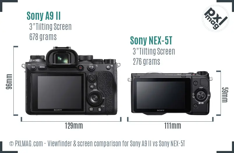 Sony A9 II vs Sony NEX-5T Screen and Viewfinder comparison