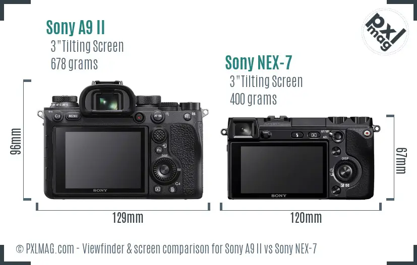 Sony A9 II vs Sony NEX-7 Screen and Viewfinder comparison