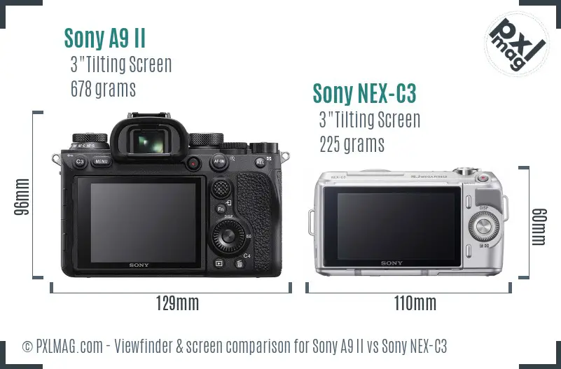 Sony A9 II vs Sony NEX-C3 Screen and Viewfinder comparison