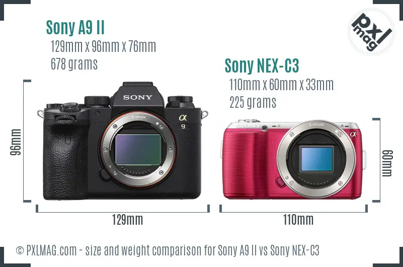Sony A9 II vs Sony NEX-C3 size comparison