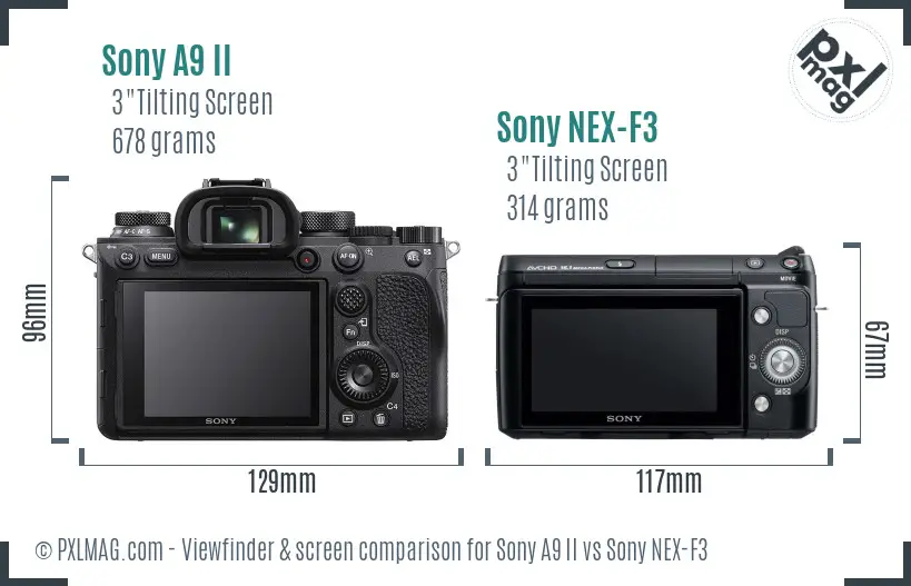 Sony A9 II vs Sony NEX-F3 Screen and Viewfinder comparison