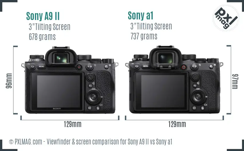 Sony A9 II vs Sony a1 Screen and Viewfinder comparison