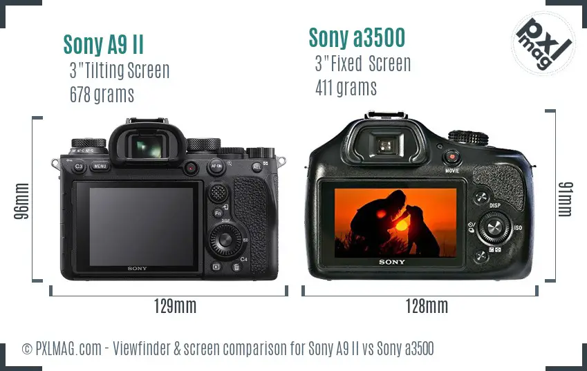 Sony A9 II vs Sony a3500 Screen and Viewfinder comparison