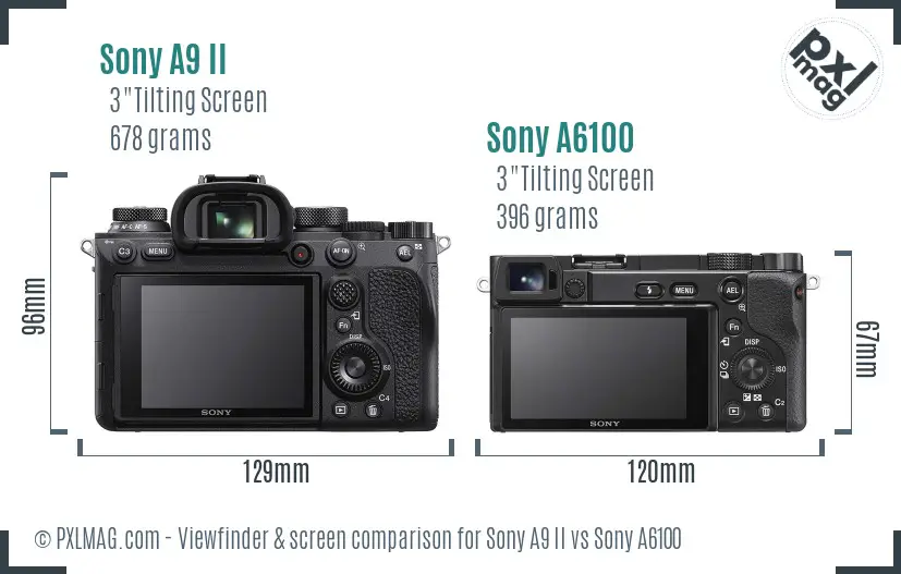 Sony A9 II vs Sony A6100 Screen and Viewfinder comparison