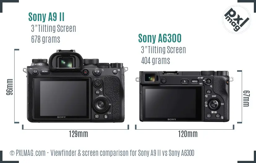 Sony A9 II vs Sony A6300 Screen and Viewfinder comparison