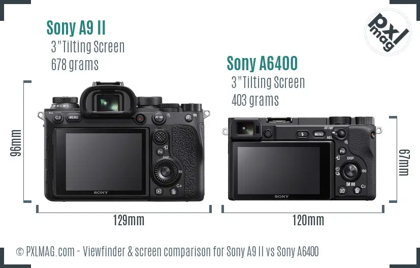 Sony A9 II vs Sony A6400 Screen and Viewfinder comparison