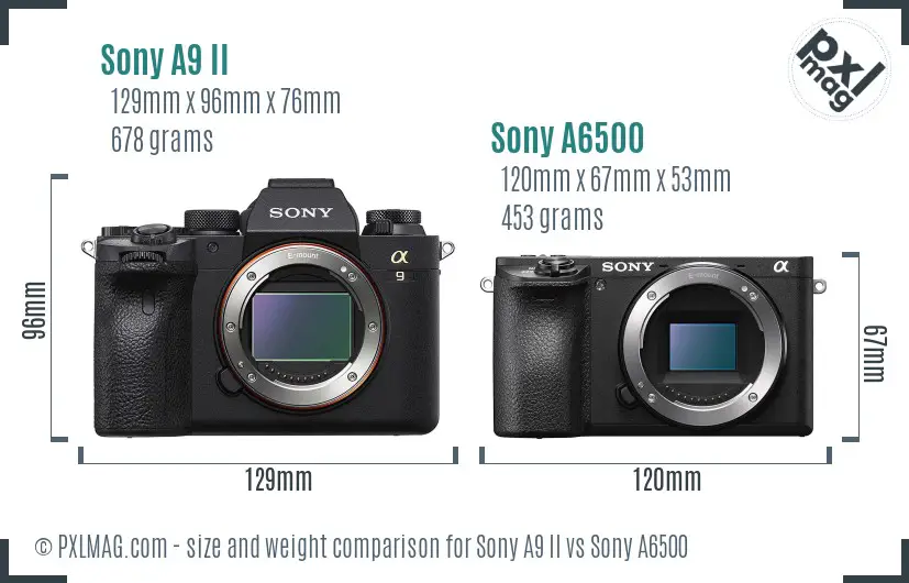 Sony A9 II vs Sony A6500 size comparison