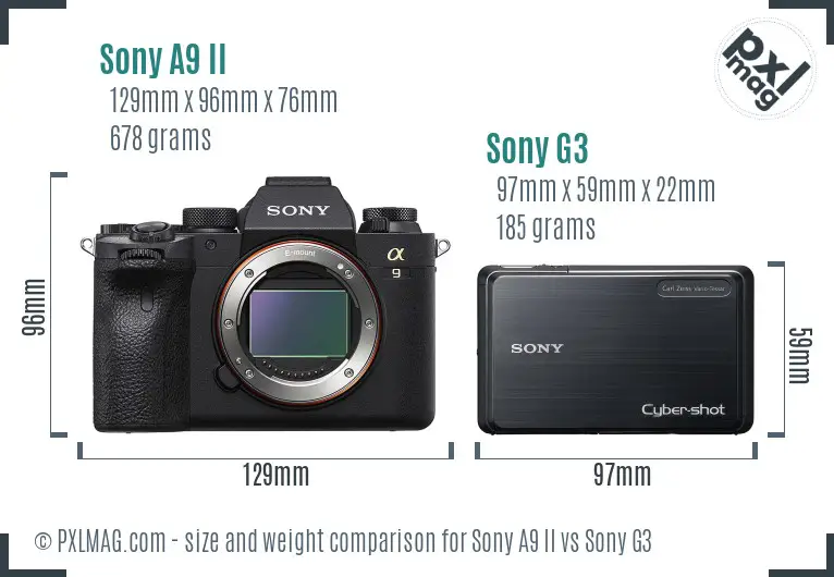 Sony A9 II vs Sony G3 size comparison