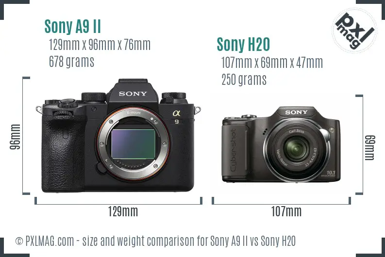 Sony A9 II vs Sony H20 size comparison