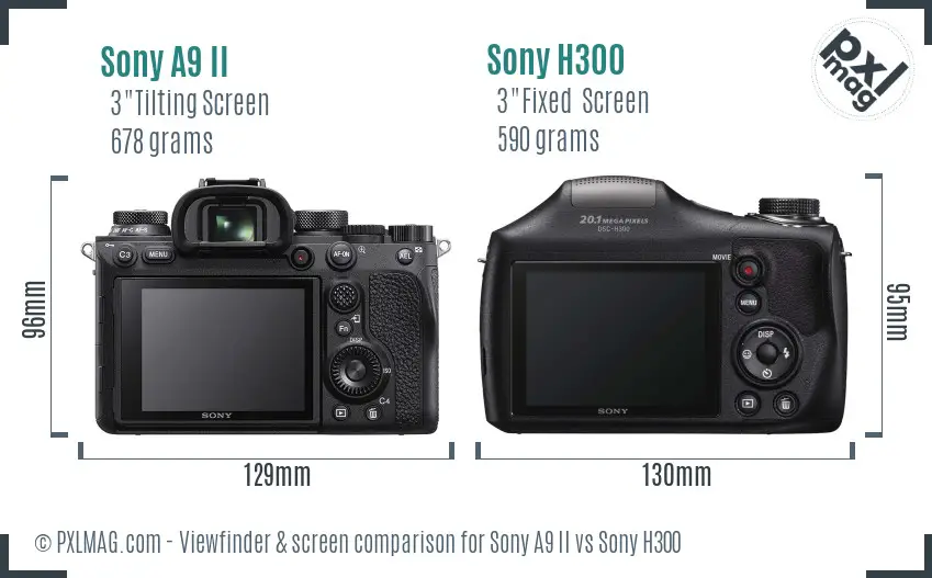 Sony A9 II vs Sony H300 Screen and Viewfinder comparison