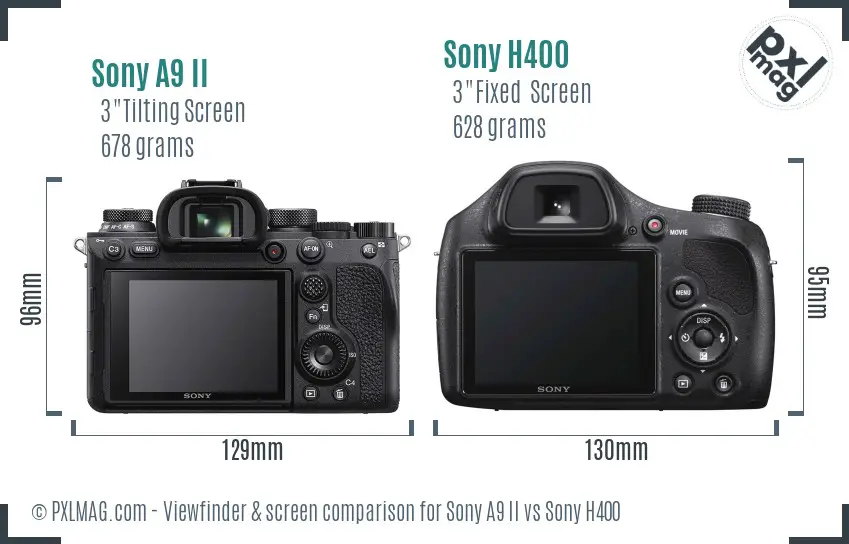 Sony A9 II vs Sony H400 Screen and Viewfinder comparison
