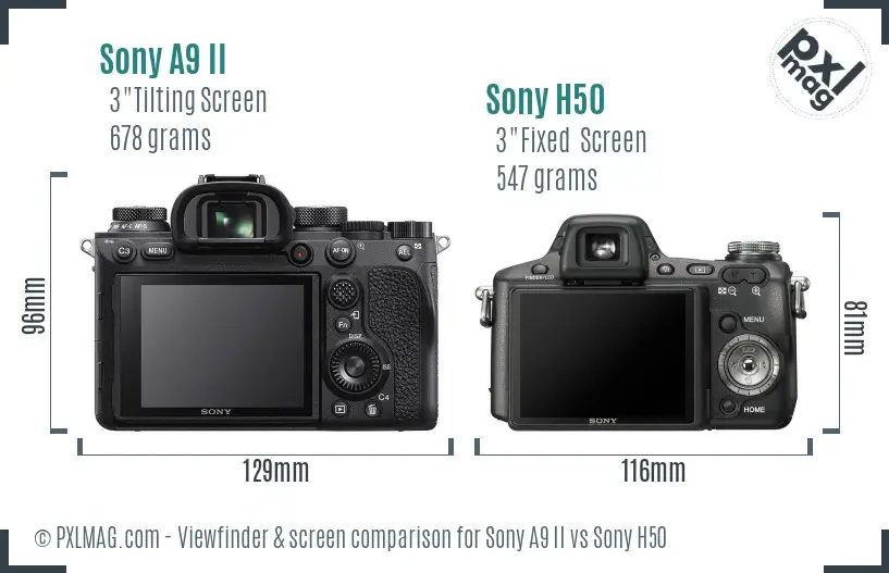 Sony A9 II vs Sony H50 Screen and Viewfinder comparison