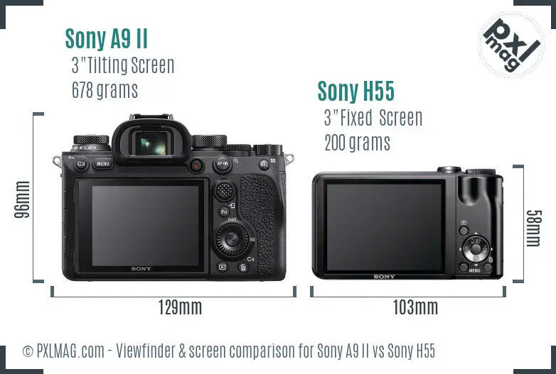 Sony A9 II vs Sony H55 Screen and Viewfinder comparison