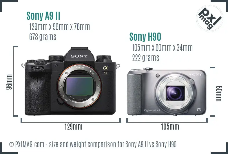 Sony A9 II vs Sony H90 size comparison