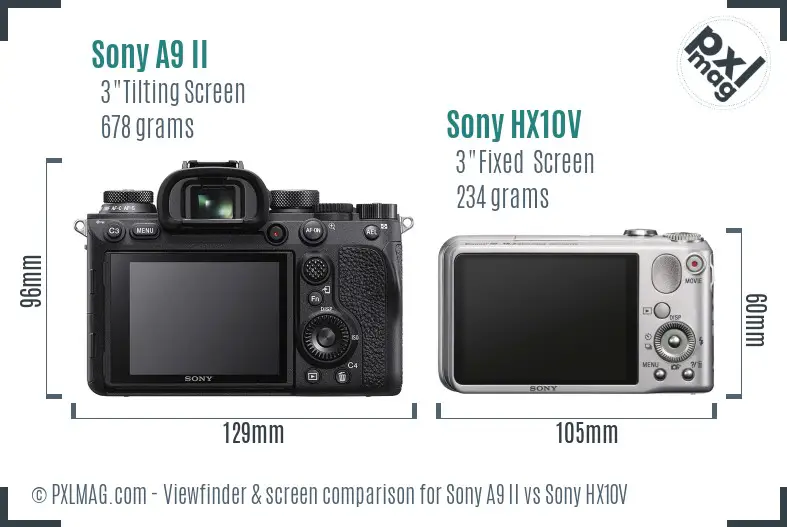 Sony A9 II vs Sony HX10V Screen and Viewfinder comparison