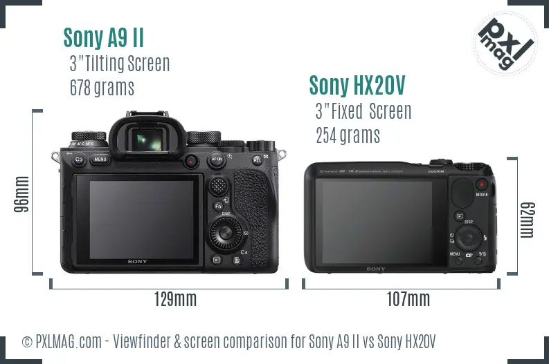 Sony A9 II vs Sony HX20V Screen and Viewfinder comparison