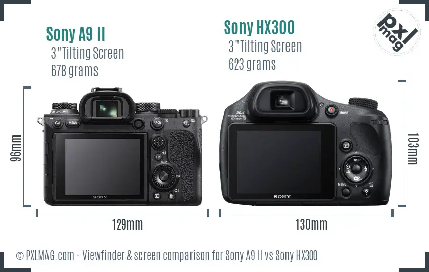 Sony A9 II vs Sony HX300 Screen and Viewfinder comparison