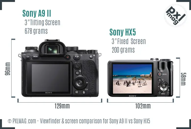 Sony A9 II vs Sony HX5 Screen and Viewfinder comparison