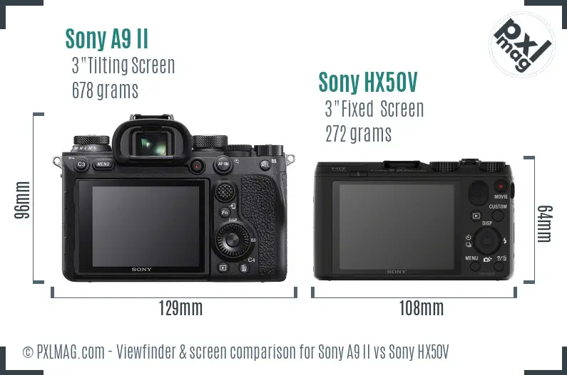 Sony A9 II vs Sony HX50V Screen and Viewfinder comparison