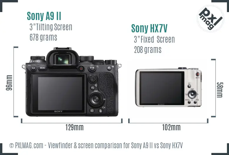 Sony A9 II vs Sony HX7V Screen and Viewfinder comparison
