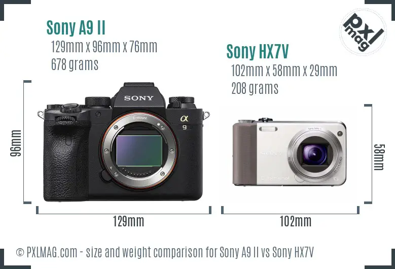 Sony A9 II vs Sony HX7V size comparison