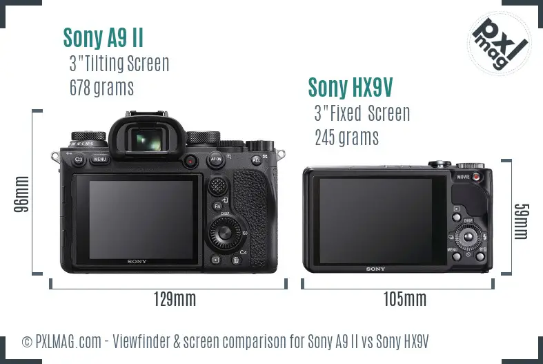 Sony A9 II vs Sony HX9V Screen and Viewfinder comparison