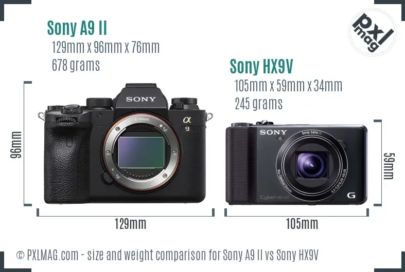 Sony A9 II vs Sony HX9V size comparison