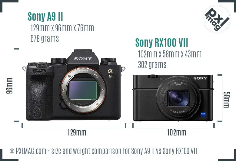 Sony A9 II vs Sony RX100 VII size comparison