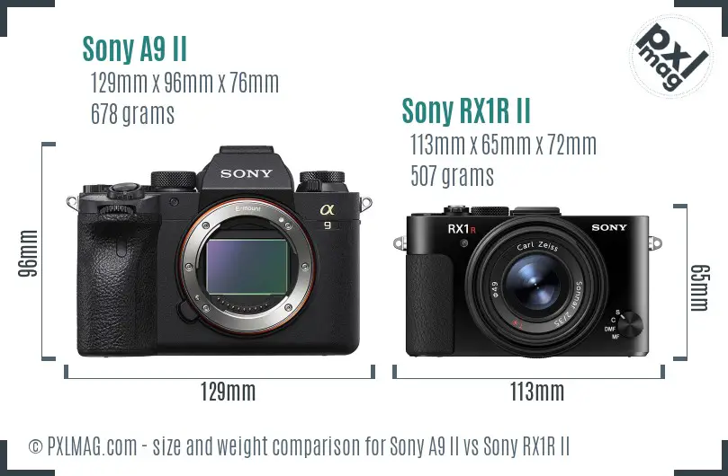 Sony A9 II vs Sony RX1R II size comparison